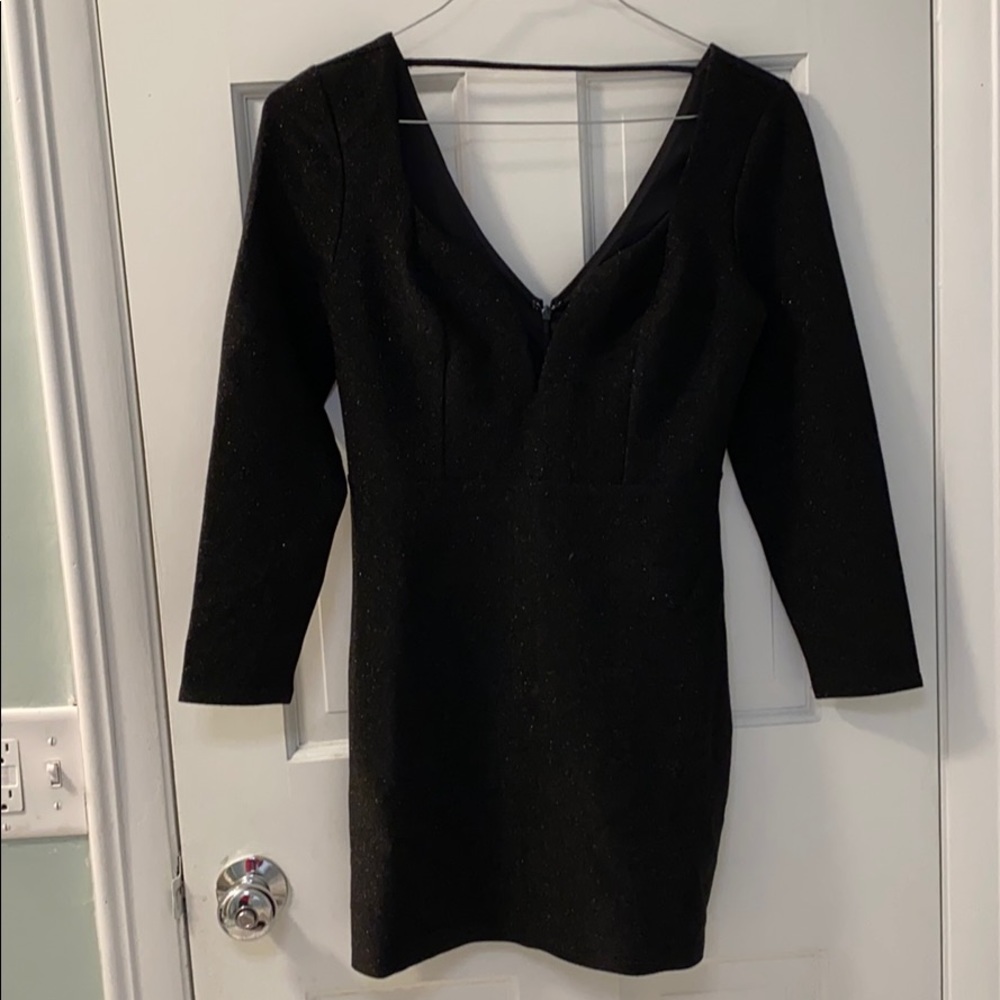 Express Mini Black Long Sleeve Sparkly Dress